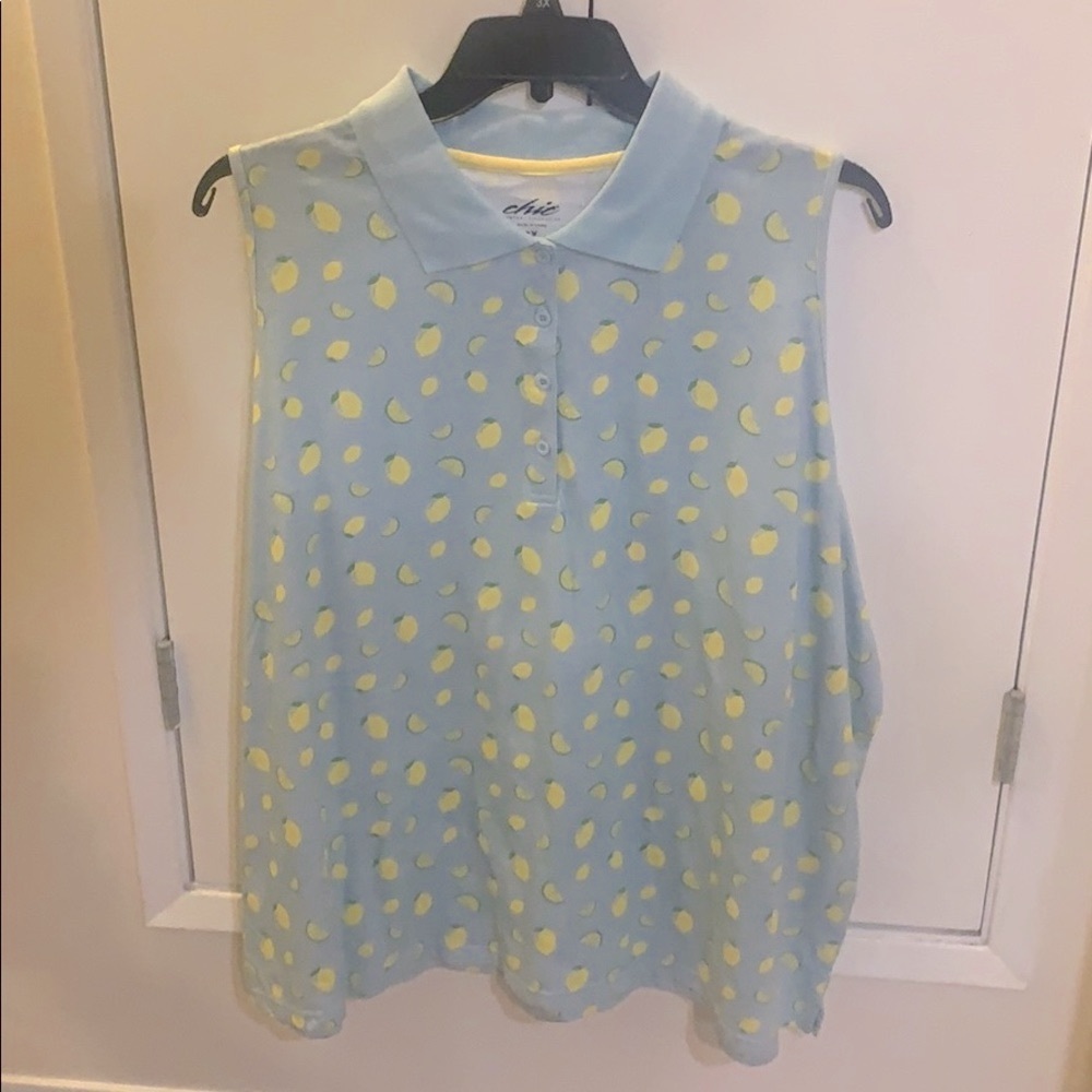 - New lemon sleeveless cotton tee teal blue 3x